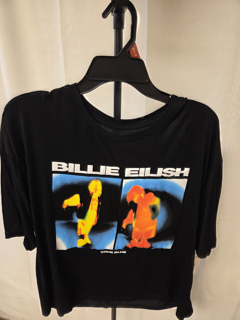 Billie Eilish Black Graphic Pajama Tee - Neon Heat Print With Matching Shorts